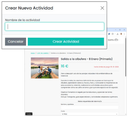 Crear una actividad extraescolar