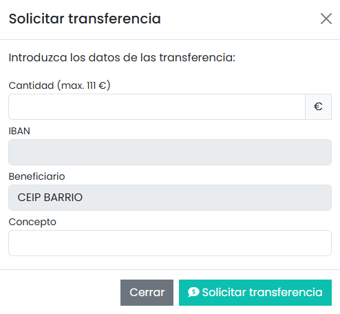 Solicitar una transferencia bancaria de AulaPay